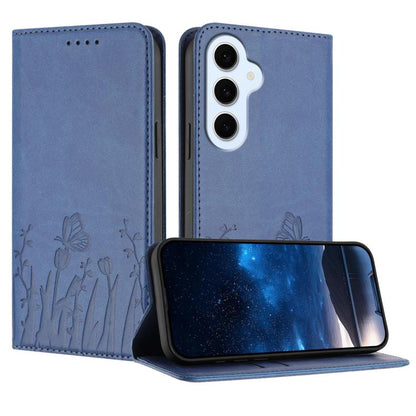 Tulips Butterfly Pattern Magnetic Vegan Leather Phone Case, For Galaxy S26 FE 5G, For Samsung Galaxy S26 Ultra 5G, For Samsung Galaxy S26 5G, For Samsung Galaxy S25 FE 5G