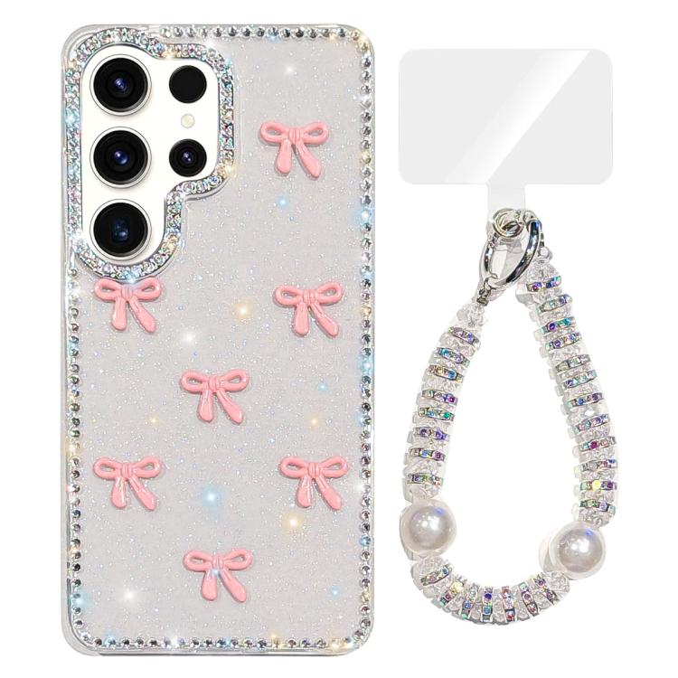 Sparkling IMD Colorful Bow Phone Case with Bracelet, For Samsung Galaxy S24 5G, For Samsung Galaxy S23 Ultra 5G