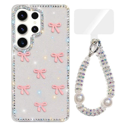 Sparkling IMD Colorful Bow Phone Case with Bracelet, For Samsung Galaxy S24 5G, For Samsung Galaxy S23 Ultra 5G