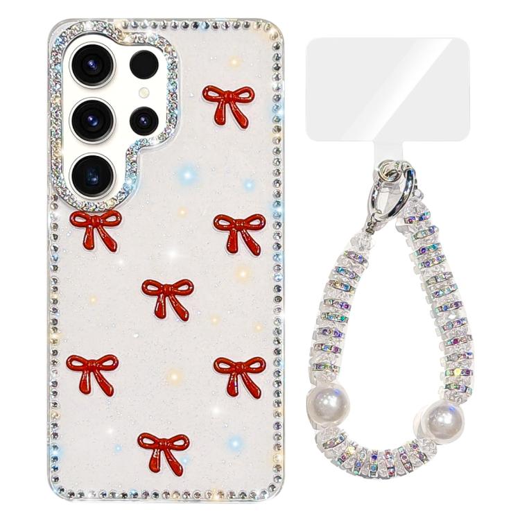 Sparkling IMD Colorful Bow Phone Case with Bracelet, For Samsung Galaxy S24 5G, For Samsung Galaxy S23 Ultra 5G