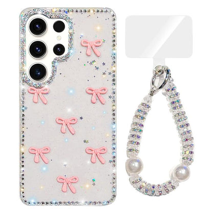 Sparkling IMD Colorful Bow Phone Case with Bracelet, For Samsung Galaxy S24 5G, For Samsung Galaxy S23 Ultra 5G