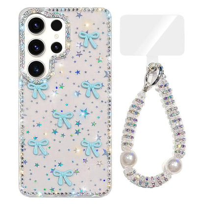 Sparkling IMD Colorful Bow Phone Case with Bracelet, For Samsung Galaxy S24 5G, For Samsung Galaxy S23 Ultra 5G