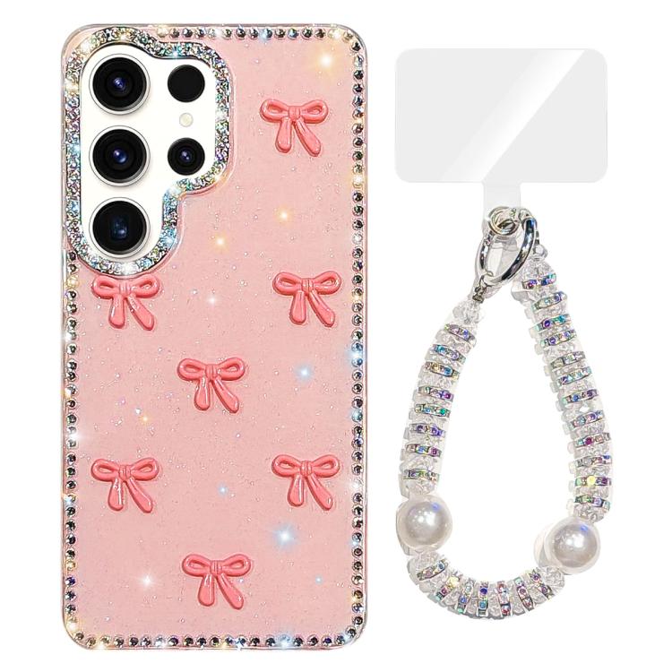 Sparkling IMD Colorful Bow Phone Case with Bracelet, For Samsung Galaxy S24 5G, For Samsung Galaxy S23 Ultra 5G