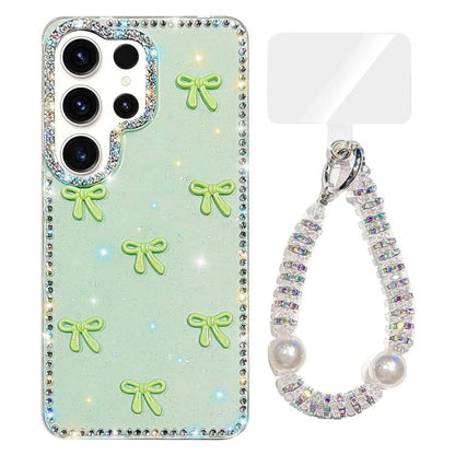 Sparkling IMD Colorful Bow Phone Case with Bracelet, For Samsung Galaxy S24 5G, For Samsung Galaxy S23 Ultra 5G