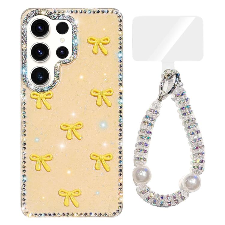 Sparkling IMD Colorful Bow Phone Case with Bracelet, For Samsung Galaxy S24 5G, For Samsung Galaxy S23 Ultra 5G