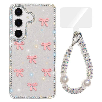 Sparkling IMD Colorful Bow Phone Case with Bracelet, For Samsung Galaxy S24 5G, For Samsung Galaxy S23 Ultra 5G