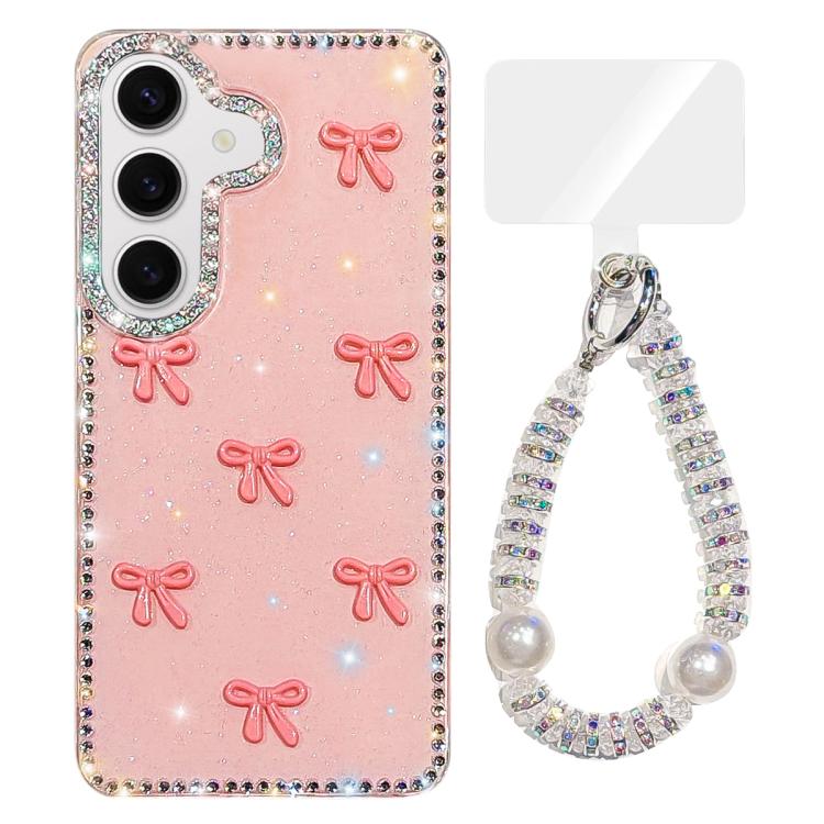 Sparkling IMD Colorful Bow Phone Case with Bracelet, For Samsung Galaxy S24 5G, For Samsung Galaxy S23 Ultra 5G