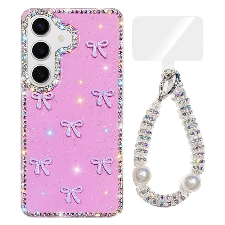Sparkling IMD Colorful Bow Phone Case with Bracelet, For Samsung Galaxy S24 5G, For Samsung Galaxy S23 Ultra 5G