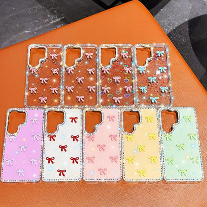 Sparkling IMD Colorful Bow Phone Case with Bracelet, For Samsung Galaxy S24 5G, For Samsung Galaxy S23 Ultra 5G