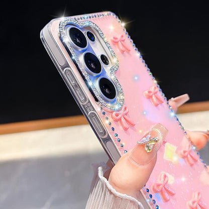 Sparkling IMD Colorful Bow Phone Case with Bracelet, For Samsung Galaxy S24 5G, For Samsung Galaxy S23 Ultra 5G
