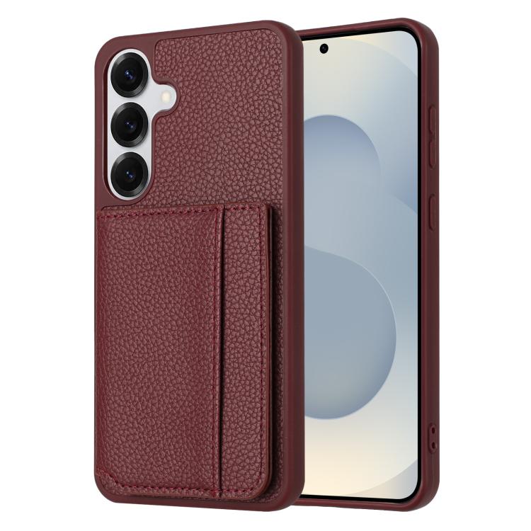Litchi Pattern Magnetic Card Bag Holder Phone Case, For Samsung Galaxy S26+ 5G, For Samsung Galaxy S26 Ultra 5G, For Samsung Galaxy S26 5G, For Samsung Galaxy S25 FE 5G, For Samsung Galaxy S25 5G, For Samsung Galaxy S25+ 5G                             ...