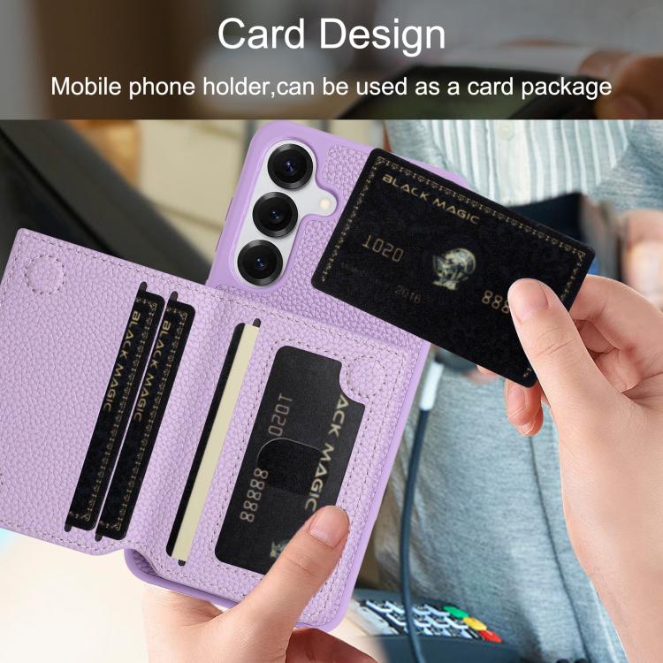 Litchi Pattern Magnetic Card Bag Holder Phone Case, For Samsung Galaxy S26+ 5G, For Samsung Galaxy S26 Ultra 5G, For Samsung Galaxy S26 5G, For Samsung Galaxy S25 FE 5G, For Samsung Galaxy S25 5G, For Samsung Galaxy S25+ 5G                             ...