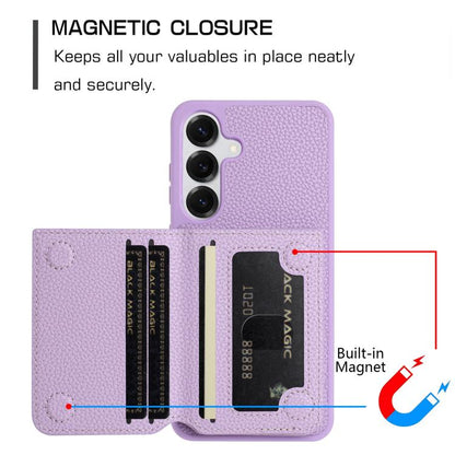 Litchi Pattern Magnetic Card Bag Holder Phone Case, For Samsung Galaxy S26+ 5G, For Samsung Galaxy S26 Ultra 5G, For Samsung Galaxy S26 5G, For Samsung Galaxy S25 FE 5G, For Samsung Galaxy S25 5G, For Samsung Galaxy S25+ 5G                             ...