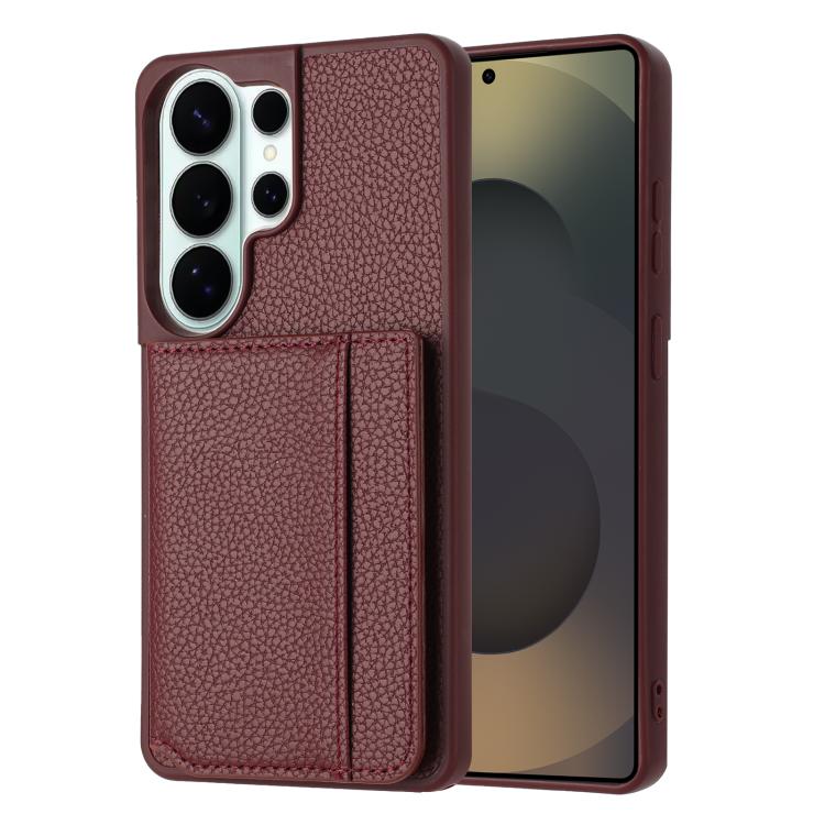 Litchi Pattern Magnetic Card Bag Holder Phone Case, For Samsung Galaxy S26+ 5G, For Samsung Galaxy S26 Ultra 5G, For Samsung Galaxy S26 5G, For Samsung Galaxy S25 FE 5G, For Samsung Galaxy S25 5G, For Samsung Galaxy S25+ 5G                             ...