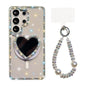 Sparkling IMD Heart-Shaped Mirror Magnetic Phone Case with Bracelet, For Samsung Galaxy S26+ 5G, For Samsung Galaxy S26 Ultra 5G, For Samsung Galaxy S26 5G, For Samsung Galaxy S25 5G, For Samsung Galaxy S25+ 5G, For Samsung Galaxy S25 Ultra 5G         ...