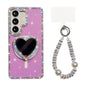 Sparkling IMD Heart-Shaped Mirror Magnetic Phone Case with Bracelet, For Samsung Galaxy S26+ 5G, For Samsung Galaxy S26 Ultra 5G, For Samsung Galaxy S26 5G, For Samsung Galaxy S25 5G, For Samsung Galaxy S25+ 5G, For Samsung Galaxy S25 Ultra 5G         ...