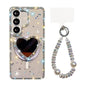 Sparkling IMD Heart-Shaped Mirror Magnetic Phone Case with Bracelet, For Samsung Galaxy S26+ 5G, For Samsung Galaxy S26 Ultra 5G, For Samsung Galaxy S26 5G, For Samsung Galaxy S25 5G, For Samsung Galaxy S25+ 5G, For Samsung Galaxy S25 Ultra 5G         ...