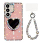 Sparkling IMD Heart-Shaped Mirror Magnetic Phone Case with Bracelet, For Samsung Galaxy S26+ 5G, For Samsung Galaxy S26 Ultra 5G, For Samsung Galaxy S26 5G, For Samsung Galaxy S25 5G, For Samsung Galaxy S25+ 5G, For Samsung Galaxy S25 Ultra 5G         ...