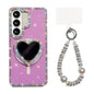 Sparkling IMD Heart-Shaped Mirror Magnetic Phone Case with Bracelet, For Samsung Galaxy S26+ 5G, For Samsung Galaxy S26 Ultra 5G, For Samsung Galaxy S26 5G, For Samsung Galaxy S25 5G, For Samsung Galaxy S25+ 5G, For Samsung Galaxy S25 Ultra 5G         ...