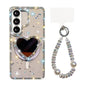 Sparkling IMD Heart-Shaped Mirror Magnetic Phone Case with Bracelet, For Samsung Galaxy S26+ 5G, For Samsung Galaxy S26 Ultra 5G, For Samsung Galaxy S26 5G, For Samsung Galaxy S25 5G, For Samsung Galaxy S25+ 5G, For Samsung Galaxy S25 Ultra 5G         ...