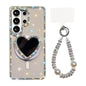 Sparkling IMD Heart-Shaped Mirror Magnetic Phone Case with Bracelet, For Samsung Galaxy S26+ 5G, For Samsung Galaxy S26 Ultra 5G, For Samsung Galaxy S26 5G, For Samsung Galaxy S25 5G, For Samsung Galaxy S25+ 5G, For Samsung Galaxy S25 Ultra 5G         ...