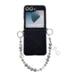 Dual Side Metal Hooks Lace Embossed Phone Case with Wrist Strap, For Samsung Galaxy Z Flip6/7 FE, For Samsung Galaxy Z Flip7 5G, For Samsung Galaxy Z Flip5