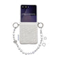 Dual Side Metal Hooks Lace Embossed Phone Case with Wrist Strap, For Samsung Galaxy Z Flip6/7 FE, For Samsung Galaxy Z Flip7 5G, For Samsung Galaxy Z Flip5