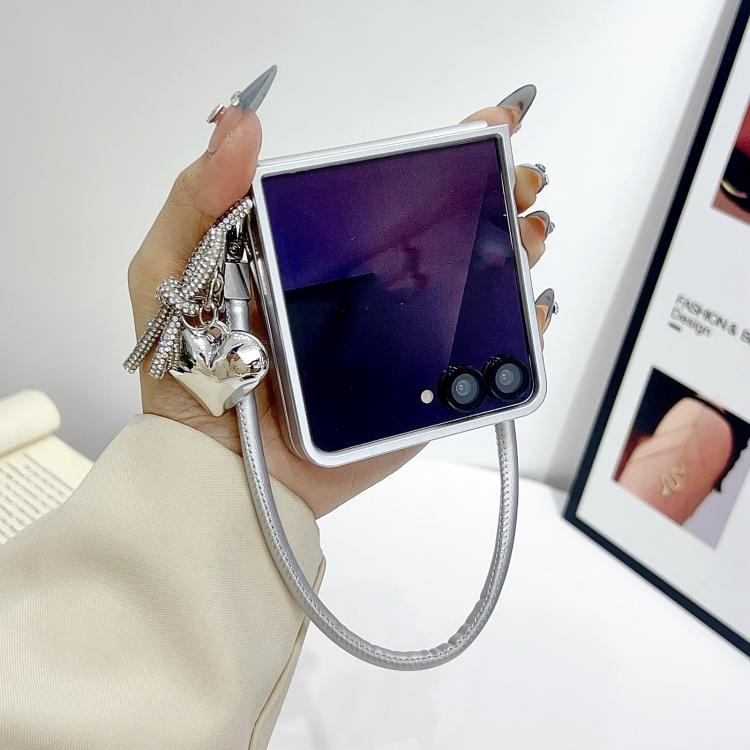Scale Texture Bow Phone Case with Wrist Strap / Nameplate, For Samsung Galaxy Z Flip6/7 FE, For Samsung Galaxy Z Fold7 5G, For Samsung Galaxy Z Flip7 5G, For Samsung Galaxy Z Fold6, For Samsung Galaxy Z Fold5, For Samsung Galaxy Z Flip5
