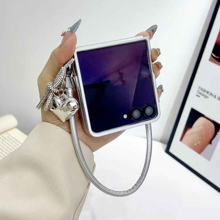 Scale Texture Bow Phone Case with Wrist Strap / Nameplate, For Samsung Galaxy Z Flip6/7 FE, For Samsung Galaxy Z Fold7 5G, For Samsung Galaxy Z Flip7 5G, For Samsung Galaxy Z Fold6, For Samsung Galaxy Z Fold5, For Samsung Galaxy Z Flip5