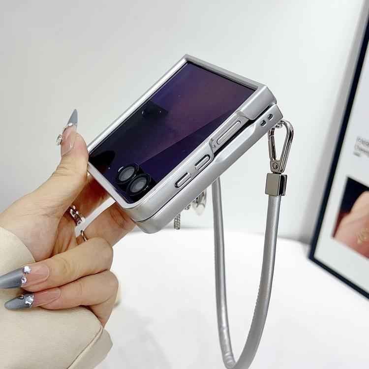 Scale Texture Bow Phone Case with Wrist Strap / Nameplate, For Samsung Galaxy Z Flip6/7 FE, For Samsung Galaxy Z Fold7 5G, For Samsung Galaxy Z Flip7 5G, For Samsung Galaxy Z Fold6, For Samsung Galaxy Z Fold5, For Samsung Galaxy Z Flip5