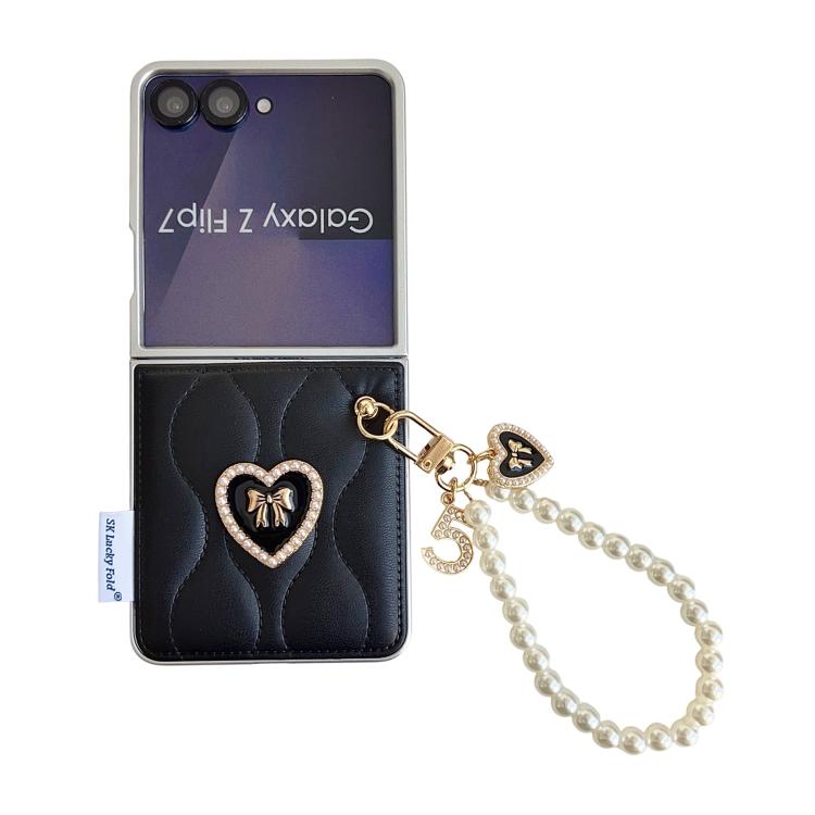 Puffer Jacket Texture 3D Heart Phone Case with Wrist Strap, For Samsung Galaxy Z Flip6/7 FE, For Samsung Galaxy Z Fold7 5G, For Samsung Galaxy Z Flip7 5G, For Samsung Galaxy Z Flip5