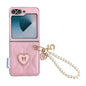 Puffer Jacket Texture 3D Heart Phone Case with Wrist Strap, For Samsung Galaxy Z Flip6/7 FE, For Samsung Galaxy Z Fold7 5G, For Samsung Galaxy Z Flip7 5G, For Samsung Galaxy Z Flip5