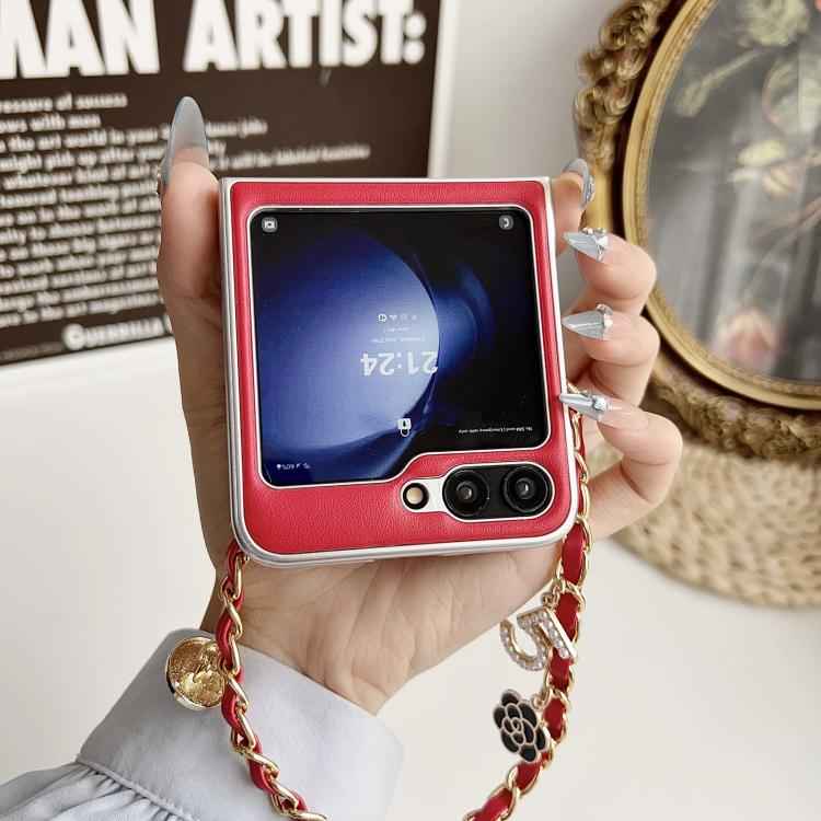 Puffer Jacket 3D Camellia Pattern Phone Case with Wrist Strap, For Samsung Galaxy Z Flip6/7 FE, For Samsung Galaxy Z Fold7 5G, For Samsung Galaxy Z Flip7 5G, For Samsung Galaxy Z Flip5