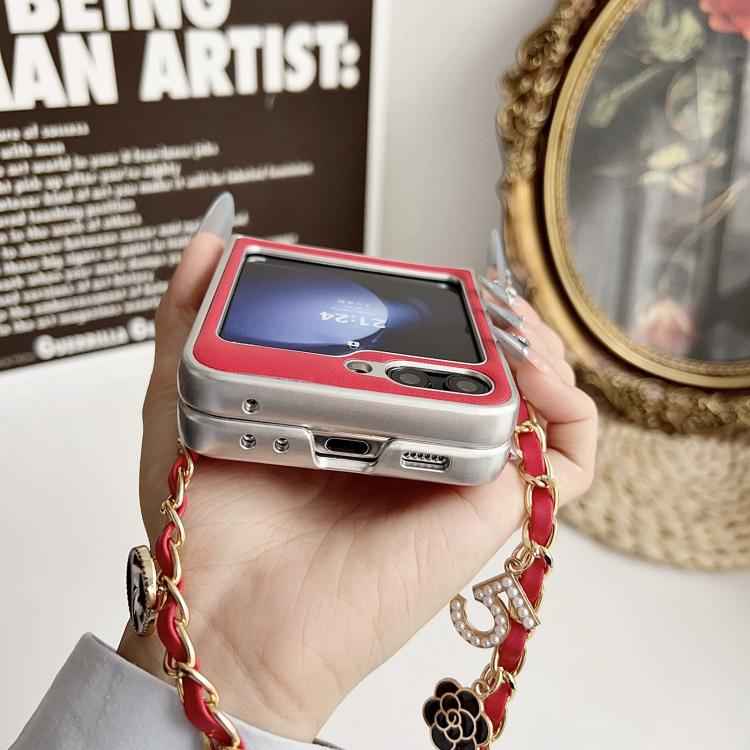 Puffer Jacket 3D Camellia Pattern Phone Case with Wrist Strap, For Samsung Galaxy Z Flip6/7 FE, For Samsung Galaxy Z Fold7 5G, For Samsung Galaxy Z Flip7 5G, For Samsung Galaxy Z Flip5