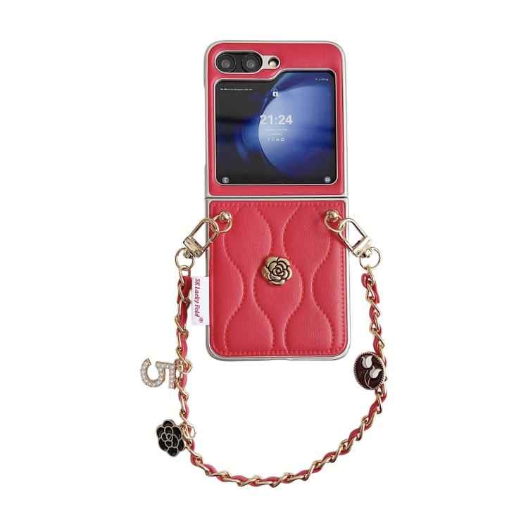 Puffer Jacket 3D Camellia Pattern Phone Case with Wrist Strap, For Samsung Galaxy Z Flip6/7 FE, For Samsung Galaxy Z Fold7 5G, For Samsung Galaxy Z Flip7 5G, For Samsung Galaxy Z Flip5