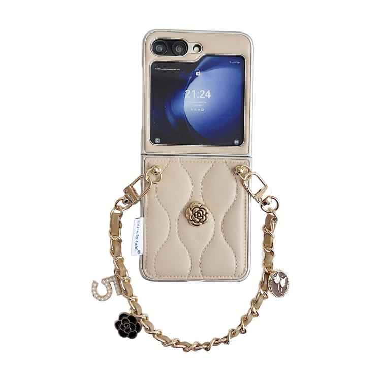 Puffer Jacket 3D Camellia Pattern Phone Case with Wrist Strap, For Samsung Galaxy Z Flip6/7 FE, For Samsung Galaxy Z Fold7 5G, For Samsung Galaxy Z Flip7 5G, For Samsung Galaxy Z Flip5