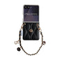 Puffer Jacket 3D Camellia Pattern Phone Case with Wrist Strap, For Samsung Galaxy Z Flip6/7 FE, For Samsung Galaxy Z Fold7 5G, For Samsung Galaxy Z Flip7 5G, For Samsung Galaxy Z Flip5