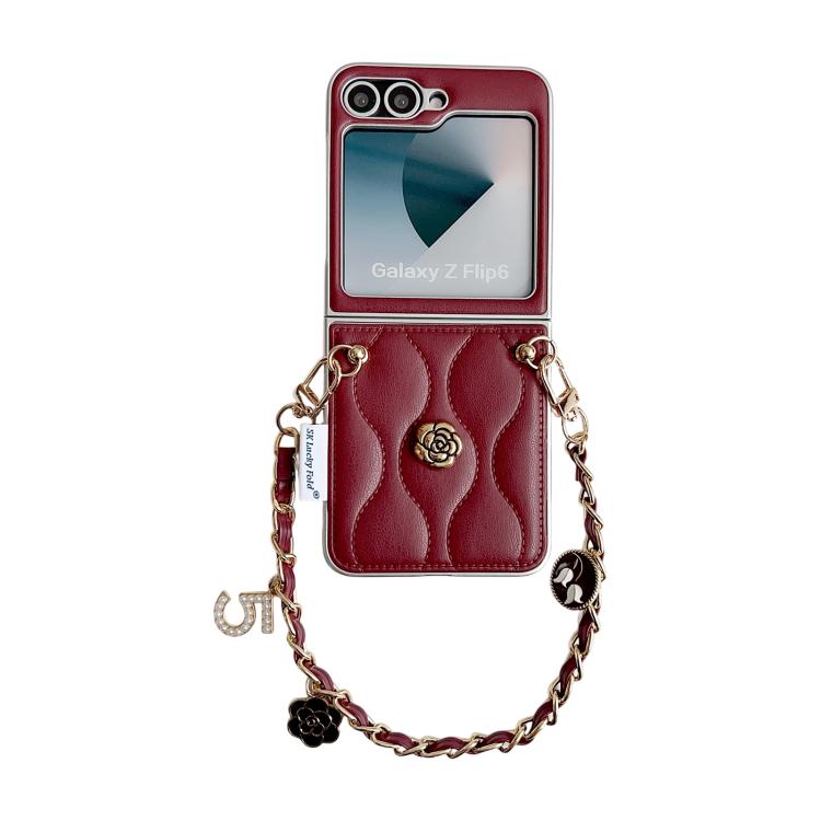 Puffer Jacket 3D Camellia Pattern Phone Case with Wrist Strap, For Samsung Galaxy Z Flip6/7 FE, For Samsung Galaxy Z Fold7 5G, For Samsung Galaxy Z Flip7 5G, For Samsung Galaxy Z Flip5