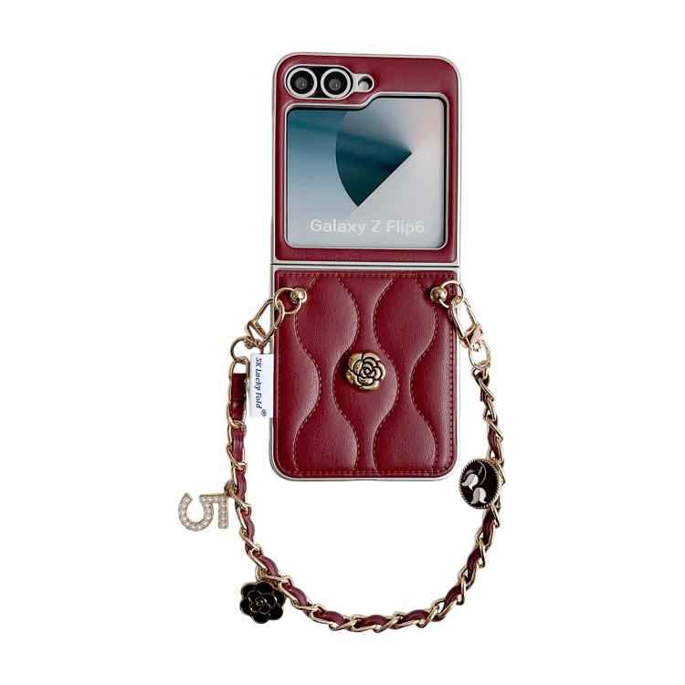 Puffer Jacket 3D Camellia Pattern Phone Case with Wrist Strap, For Samsung Galaxy Z Flip6/7 FE, For Samsung Galaxy Z Fold7 5G, For Samsung Galaxy Z Flip7 5G, For Samsung Galaxy Z Flip5