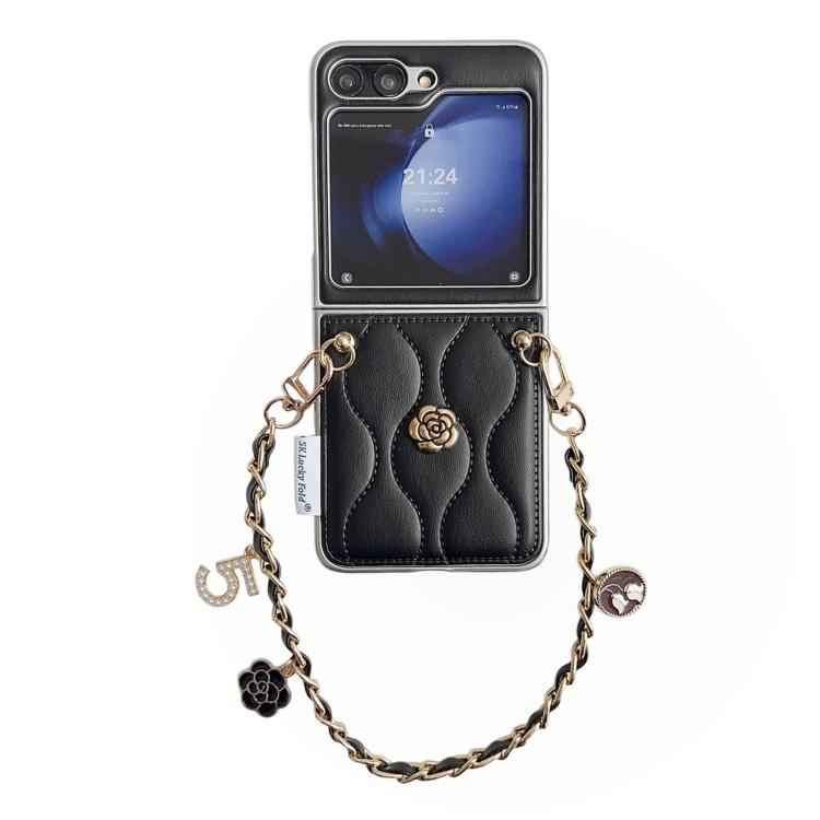 Puffer Jacket 3D Camellia Pattern Phone Case with Wrist Strap, For Samsung Galaxy Z Flip6/7 FE, For Samsung Galaxy Z Fold7 5G, For Samsung Galaxy Z Flip7 5G, For Samsung Galaxy Z Flip5