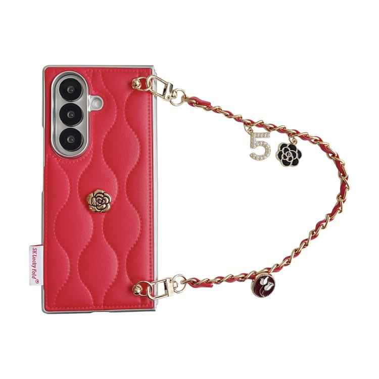 Puffer Jacket 3D Camellia Pattern Phone Case with Wrist Strap, For Samsung Galaxy Z Flip6/7 FE, For Samsung Galaxy Z Fold7 5G, For Samsung Galaxy Z Flip7 5G, For Samsung Galaxy Z Flip5
