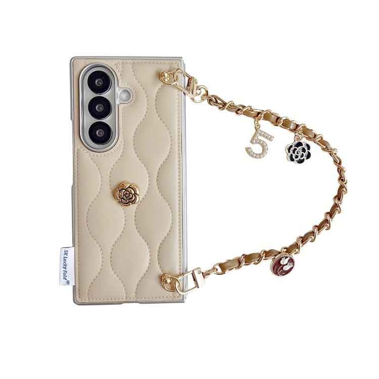 Puffer Jacket 3D Camellia Pattern Phone Case with Wrist Strap, For Samsung Galaxy Z Flip6/7 FE, For Samsung Galaxy Z Fold7 5G, For Samsung Galaxy Z Flip7 5G, For Samsung Galaxy Z Flip5