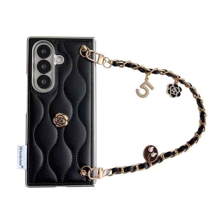 Puffer Jacket 3D Camellia Pattern Phone Case with Wrist Strap, For Samsung Galaxy Z Flip6/7 FE, For Samsung Galaxy Z Fold7 5G, For Samsung Galaxy Z Flip7 5G, For Samsung Galaxy Z Flip5