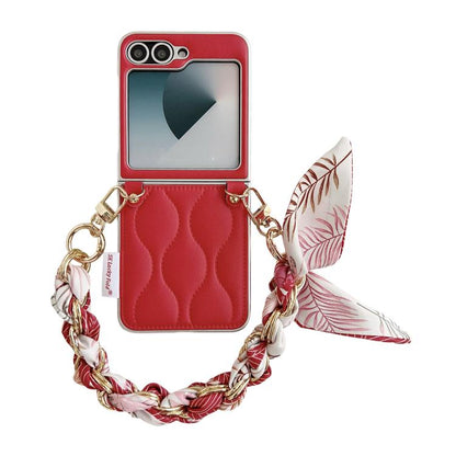 Puffer Jacket Scarf Fabric Wrist Strap Phone Case, For Samsung Galaxy Z Flip6/7 FE, For Samsung Galaxy Z Fold7 5G, For Samsung Galaxy Z Flip7 5G, For Samsung Galaxy Z Flip5