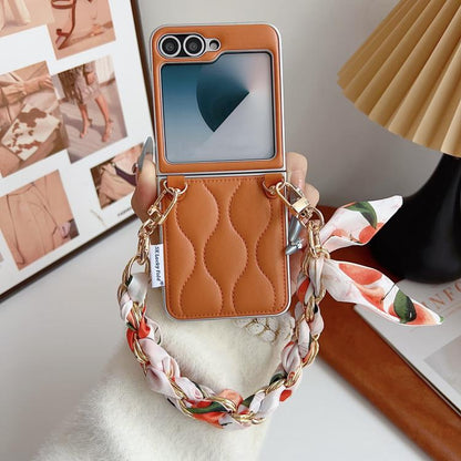 Puffer Jacket Scarf Fabric Wrist Strap Phone Case, For Samsung Galaxy Z Flip6/7 FE, For Samsung Galaxy Z Fold7 5G, For Samsung Galaxy Z Flip7 5G, For Samsung Galaxy Z Flip5