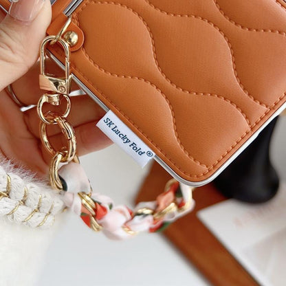 Puffer Jacket Scarf Fabric Wrist Strap Phone Case, For Samsung Galaxy Z Flip6/7 FE, For Samsung Galaxy Z Fold7 5G, For Samsung Galaxy Z Flip7 5G, For Samsung Galaxy Z Flip5