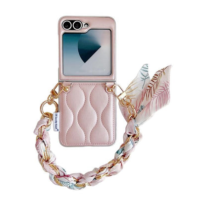 Puffer Jacket Scarf Fabric Wrist Strap Phone Case, For Samsung Galaxy Z Flip6/7 FE, For Samsung Galaxy Z Fold7 5G, For Samsung Galaxy Z Flip7 5G, For Samsung Galaxy Z Flip5