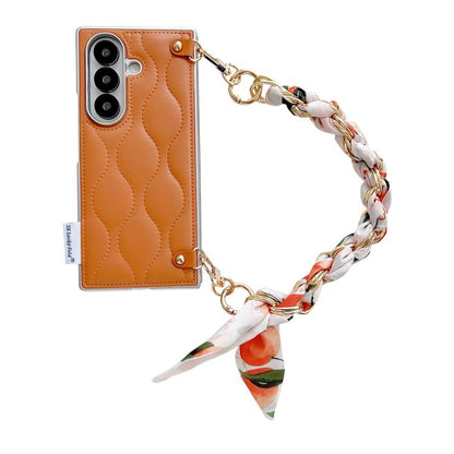 Puffer Jacket Scarf Fabric Wrist Strap Phone Case, For Samsung Galaxy Z Flip6/7 FE, For Samsung Galaxy Z Fold7 5G, For Samsung Galaxy Z Flip7 5G, For Samsung Galaxy Z Flip5