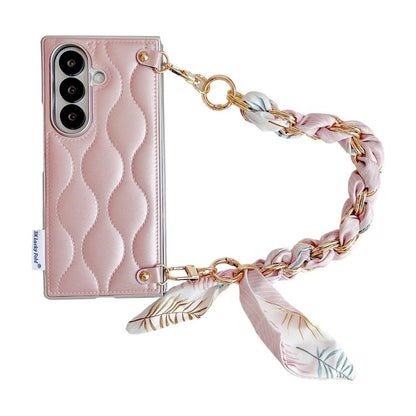 Puffer Jacket Scarf Fabric Wrist Strap Phone Case, For Samsung Galaxy Z Flip6/7 FE, For Samsung Galaxy Z Fold7 5G, For Samsung Galaxy Z Flip7 5G, For Samsung Galaxy Z Flip5