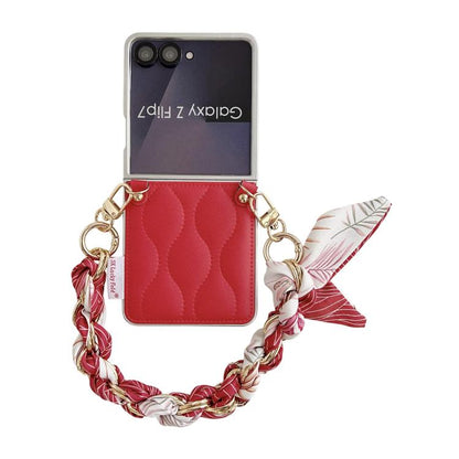 Puffer Jacket Scarf Fabric Wrist Strap Phone Case, For Samsung Galaxy Z Flip6/7 FE, For Samsung Galaxy Z Fold7 5G, For Samsung Galaxy Z Flip7 5G, For Samsung Galaxy Z Flip5